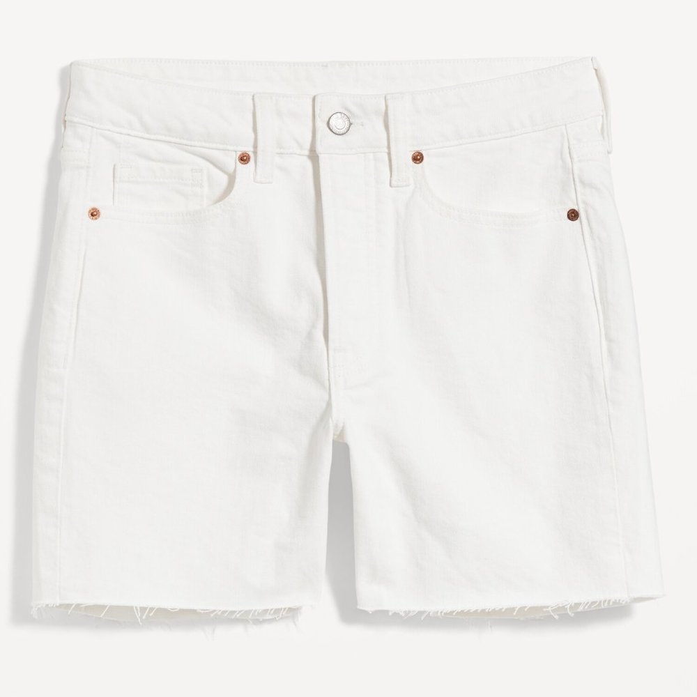 OLD NAVY High-Rise Button-Fly OG Straight White-Wash Cut-Off  Shorts - size 16